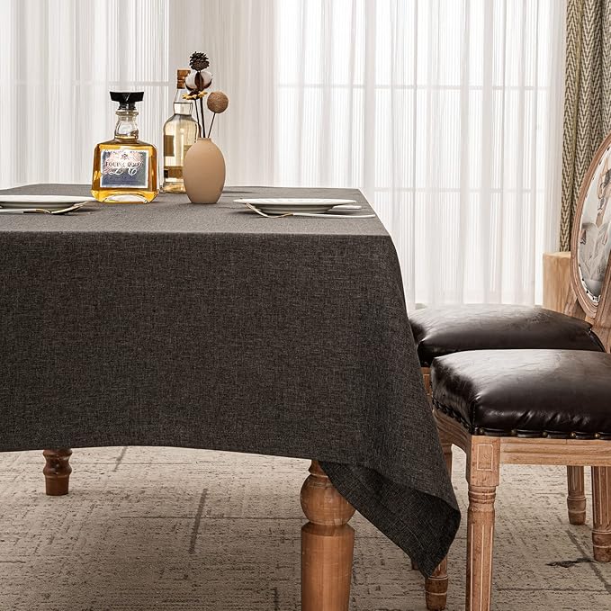 BALCONY & FALCON Rectangle Table Cloth – Waterproof, Wrinkle-Resistant Farmhouse Tablecloth for Dining, Kitchen, Outdoor Patio, Baby Shower, Christmas Party Decorations (Dark Gray, 55" x 71")
