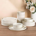 AmorArc Ceramic Dinnerware Set for 8 | Speckled Stoneware Plates and Bowls with Rustic Terracotta Underside| Scratch Resistant,Dishwasher & Microwave Safe Dishes Sets- 24pcs