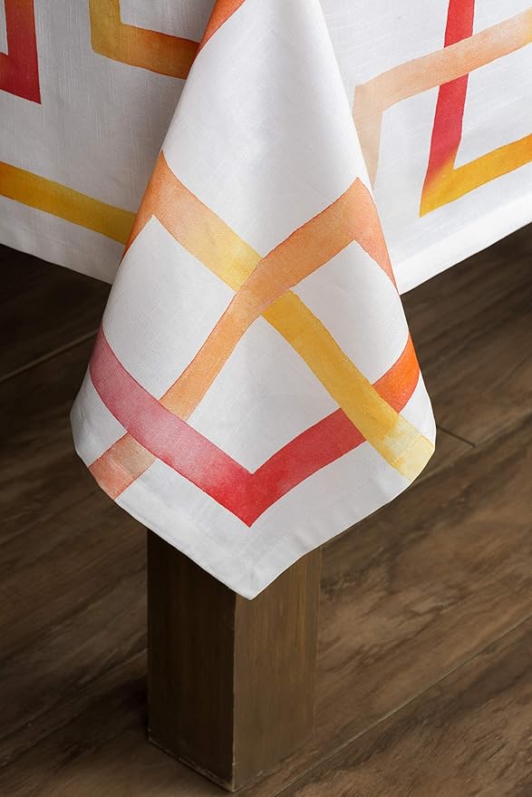 Maison d' Hermine Table Cloth Square Table 100% Cotton 60 x 60 Inches Tablecloth Reusable Decorative for Dining Room Farmhouse Home Valentines Day Decorations Spring Summer - Summer Maze