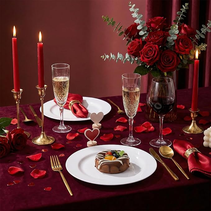 I00000 50Pcs White Plastic Dinner Plates 10 Inch, Premium Disposable Party Plates, Safe and Reusable, Heavy Duty Plastic Plates Perfect for Wedding Valentine's Day Party