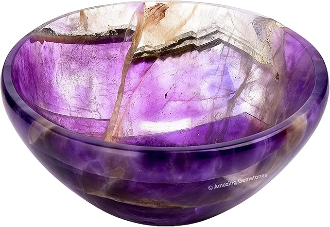 Amethyst Crystal Bowl - 2 Inch Decorative Bowls for Room and Home Decor - Gemstone Healing Crystals for Elegant Display, Positive Energy Balance and Gift