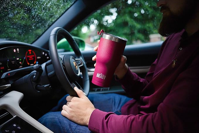 Beast 20 oz Tumbler Stainless Steel Vacuum Insulated Coffee Ice Cup Double Wall Travel Flask (Cranberry Red)