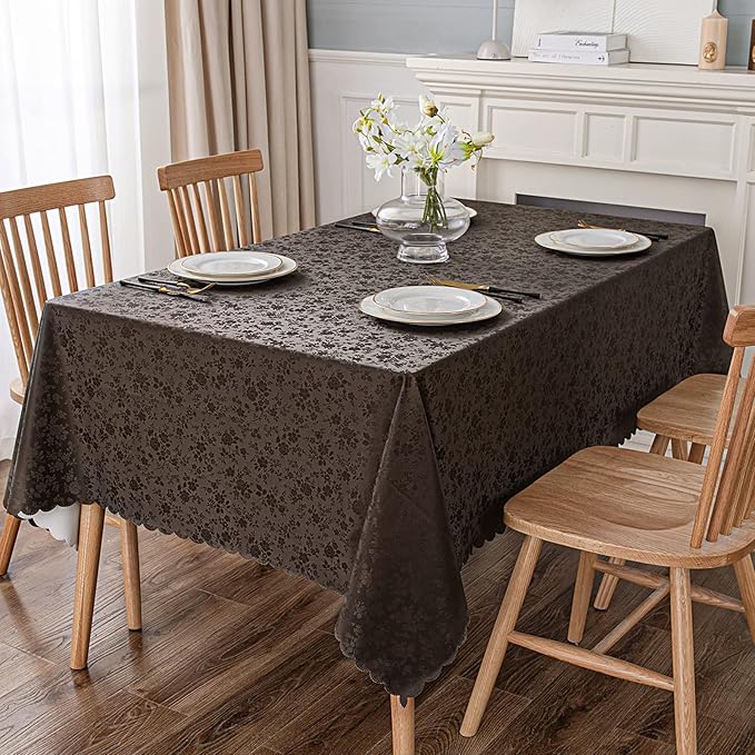 Smiry Rectangle Table Cloth, Waterproof Heavy Duty Vinyl Tablecloths, Wipeable Washable Table Cover for Kitchen and Dining Room (Coffee, 70" X 90")