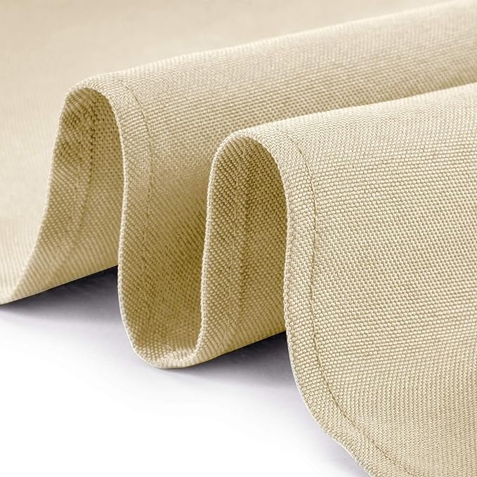 Lann's Linens - 90" Round Premium Tablecloth for Wedding/Banquet/Restaurant - Polyester Fabric Table Cloth - Beige