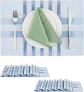Leetaltree Geometric Print Blue Placemats Set of 12 - Heat Resistant Non-Slip Place mats for Dining Table, Washable Durable PVC Vinyl Woven Table Mats (Geometric Blue, 12)