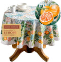 Maison d' Hermine Table Cloth Round Table 100% Cotton 63 Round Inches Tablecloth Reusable Decorative for Dining Room Farmhouse Home Valentines Day Decorations Spring Summer - Agrume