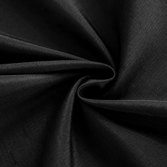 Textured 60 Inch Black Fabric Round Table Cloth, Faux Linen Water Resistant & Wipeable Circle Tablecloth, Washable for Dinning Kitchen Patio