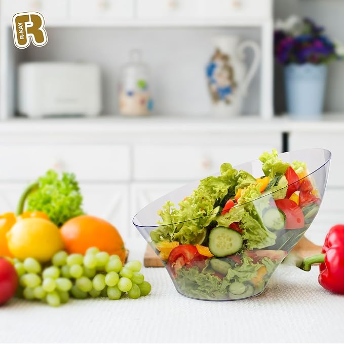 R-kay 6 Pack Large Plastic Bowls - Premium Clear bowls - Plastic Serving Bowls Heavy Duty For Weddings Catering, Parties, And All Occasions 36 Oz (Clear, Large)