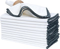 Bedding Craft Cotton Cloth Dinner Napkins Set of 12 – 18x18 Magical Forest Green Napkins with Colored Edge Embroidery – Durable Reusable Wedding Napkins for Dining Table Décor, Banquets & Restaurants