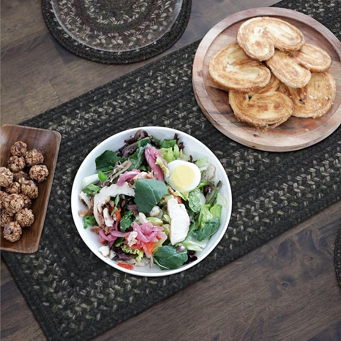 Homespice Jet Black Jute Braided Kitchen Trivets for Hot Dishes, Warm Primitive Decor, Set of 6, 8" Round Heat Resistant Mat - Rich Colors, Easy to Clean, Durable and Protects Furniture