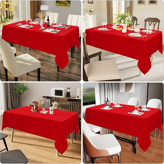 Smiry Rectangle Table Cloth, Waterproof Anti-Scratch Polyester Tablecloth, Decorative Washable Fabric Table Cover for Dining, Buffet, Parties and Outdoor, 60x120, Red