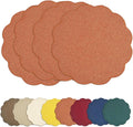 AHHFSMEI Round Faux Linen Placemats Set of 4 Waterproof Table Mats Heat Resistant Non-Slip and Stain Proof for Kitchen Dining Elegant Decor (Burnt Orange,4)