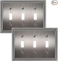 2-Pack Triple Toggle Light Switch Cover Plate, Pearls Decorative Switch Plate Covers, Antique Silver 3 Gang Metal Wall Plate, Corrosion Resistant
