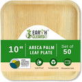 Compostable Palm Leaf Plates 10" Square (50 Pack) | Disposable Biodegradable Plates Like Bamboo & Wooden | Microwave & Oven Safe | Eco-Friendly