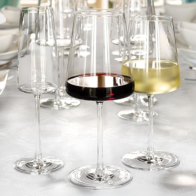 Stölzle Lausitz Red Wine Glasses Power Set of 4, 17 1/2 oz – Premium Glasses for Full-Bodied Wines – Modern Red Wine Glasses with Angular Design for Maximum Flavor – Dishwasher- & Break-Resistant