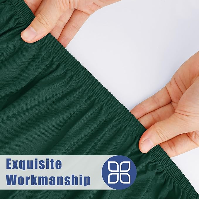 Round Spandex Tablecloth, Elastic Fitted Waterproof Tablecloths for 42"-50" Tables, Stretch Washable Picnic Table Cover for Camping, Dining, Indoor and Outdoor, Hunter Green