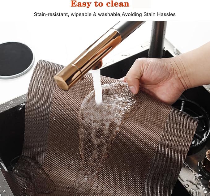 Placemats Set of 12,Washable,Heat and Stain Resistant Indoor/Outdoor Place mats,Vinyl Woven Non Slip Table Mats for Restaurant Table Protection,PVC Placemats(Brown,12PCS)