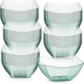 Tanlade 50 Pcs Square Plastic Serving Bowls Disposable Snack Salad Bowl Small Party Candy Bar Containers Taco Bar Serving Dishes for Buffet Chips Fruit(8 oz,Green)
