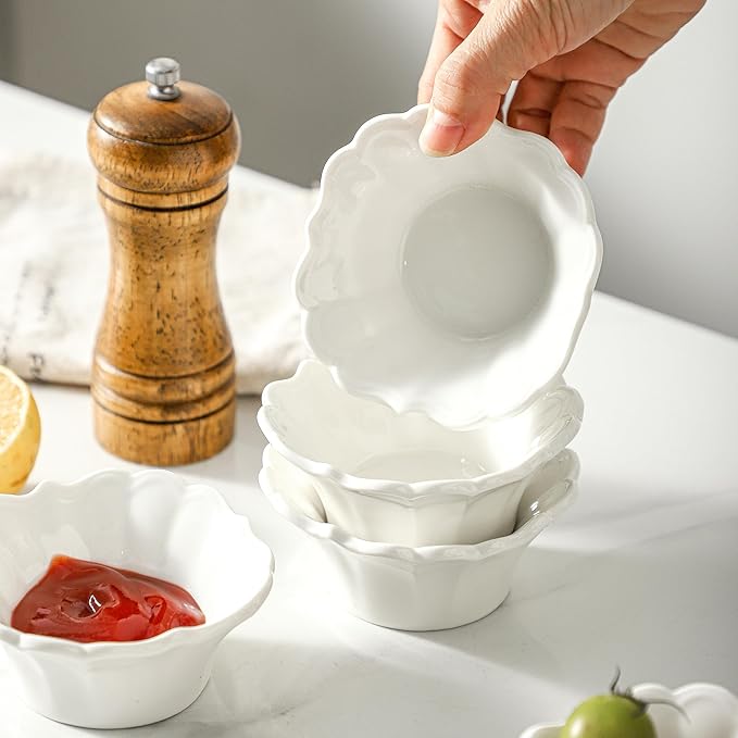 UIBFCWN 3.3oz White Dipping Bowl Set of 16, 3.7inch Ceramic Soy Sauce Dishes, Small Pinch Bowls for Condiment Sushi Olive Oil Ketchup, Dipping Sauce Cups/Bowls/Dishes for Kitchen