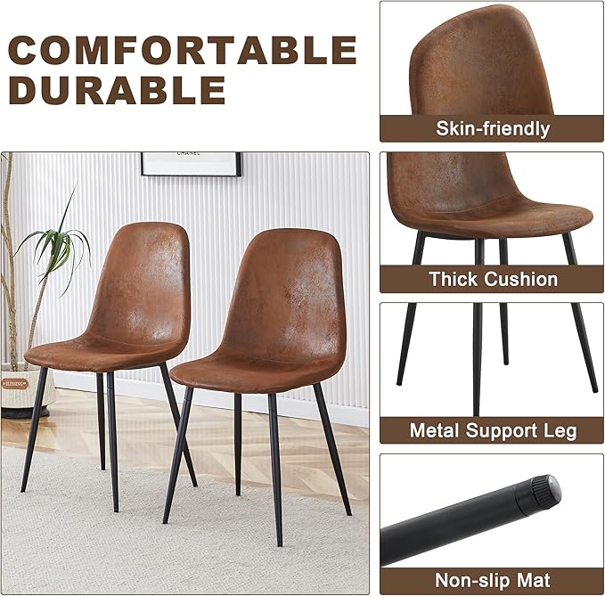 Dining Table Set for 6, Modern 71'' Dark Wood Dining Table and Fabric Dining Chairs Set of 6,Table and Chairs Set of 6,Ideal for Kitchen Dining Room