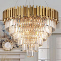 Modern Crystal Chandelier for Living Dining Room Entryway Gold Round W31.5