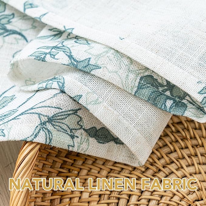 H.VERSAILTEX Linen Table Cloths Floral Printed Tablecloth Spill-Proof Waterproof Table Cover for Dining Buffet Feature Soft and Thick Fabric Wrinkle Free, 60 x 120 Inch, Retro Floral - Sage