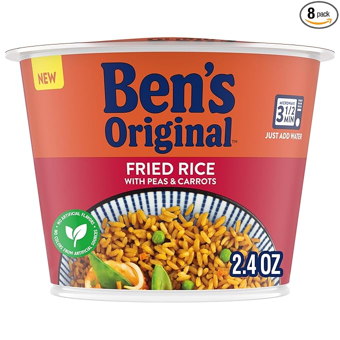 BEN'S ORIGINAL Fried Rice Single Serve Cup, Snack or Side, Microwave in 3.5 Minutes, 2.4 oz (Pack of 8)