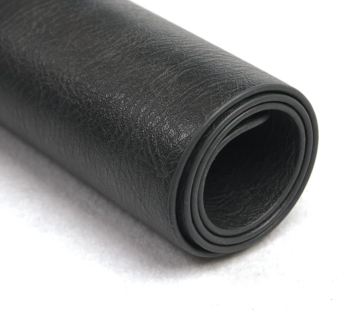 Faux Leather Dining Placemats with Rounded Corners-Set of 4,Washable&Wipeable Place Mats,Waterproof&Stain Resistant Table Mats,Heat-Resistant,Non-Slip for Kitchen(Black-Grey)
