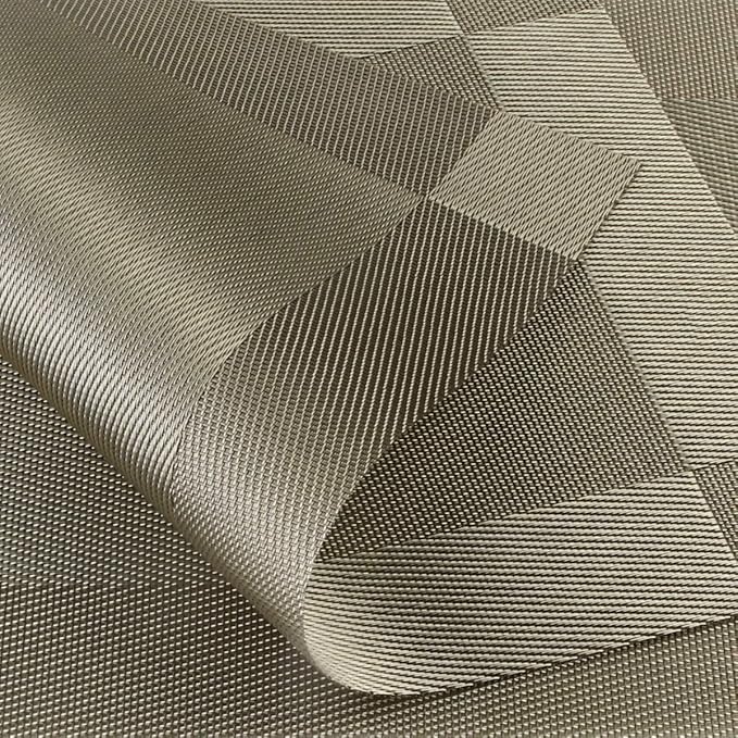 DACHUI Heat-Resistant Placemats Stain Resistant Anti-Skid Washable PVC Table Mats Woven Vinyl Placemats (4pcs, Coffee-Cross)