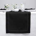 Solino Home Linen Black Table Runner 48 Inches - Classic Hemstitch, 100% Pure Linen Coffee Table Runner 14 x 48 Inch Ideal for Dresser Tables - Winter, Spring, Easter