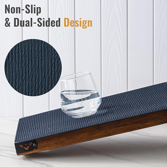 Jovono Faux Leather Placemats Set of 6, Waterproof Washable Table Mats, Easy-Clean Heat Resistant Kitchen Vinyl Place Mat for Dining Table, Restaurant, Indoor, 17.8"x11.8", Blue