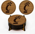 LazerEdge Cincinnati Bearcats Wooden Coaster Set - Cherry Wood - Officially Licensed Product - 4-Pack