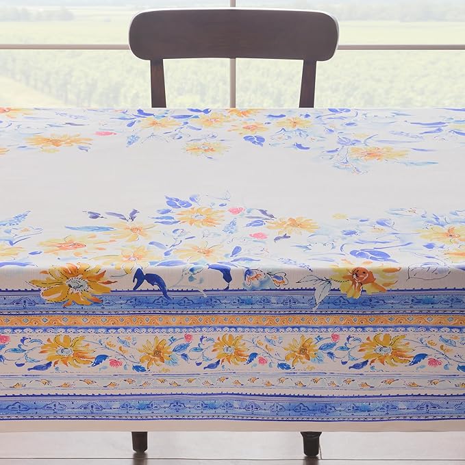 Maison d' Hermine Table Cloth Rectangle Table 100% Cotton 70 x 140 Inches Tablecloth Reusable Decorative for Dining Room Farmhouse Home Valentines Day Decorations Spring Summer - Girassol