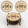 LazerEdge Iowa State Cyclones Wooden Coaster Set - Maple Wood - Officially Licensed Product - 4-Pack