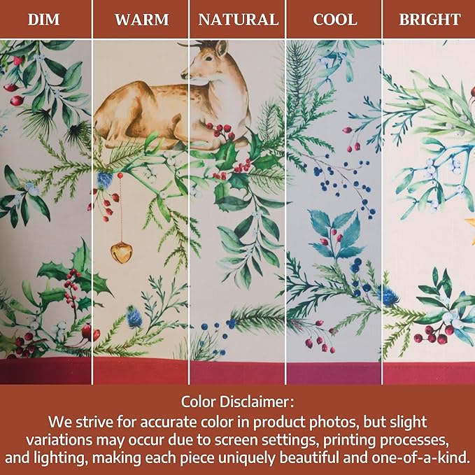 Maison d' Hermine Table Cloth Rectangle Table 100% Cotton 60 x 120 Inches Fall Tablecloth Reusable Everyday Use for Thanksgiving Christmas Decorations Dining Farmhouse Party (Holly Time)