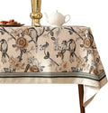 ISAENNE Designer Vintage Linen Rectangular Tablecloth,Floral and Bird Pattern Elegant Table Cloth,Fall Wrinkle Resistant Decor Tablecloths for Dining Kitchen Party Christmas,55"*87"-Murad A
