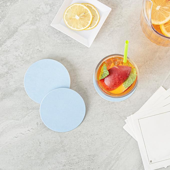 Restaurantware Paper Coasters 1000 Pack of 3.5 Inch Disposable Beverage Coasters Absorbent for Hot and Cold Drinks Blue Coffee Cup Essentials for Table Decor, Kitchen, Home Patio or Living Room