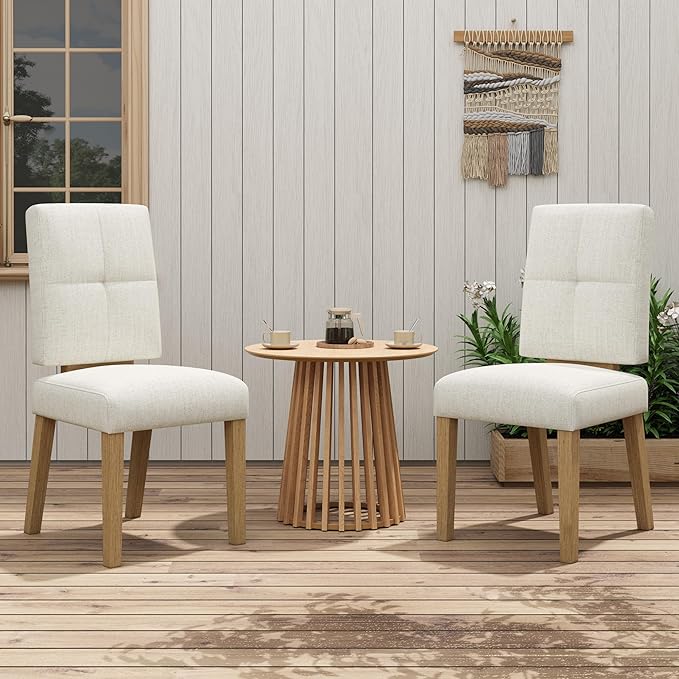 Wooden Dining Chairs Set of 4, Dining Room Chairs with Wood Legs, Cloud-Like Cushion & Reinforcement Structure Design for Kitchen/Living Room/Restaurant, Easy Assembly