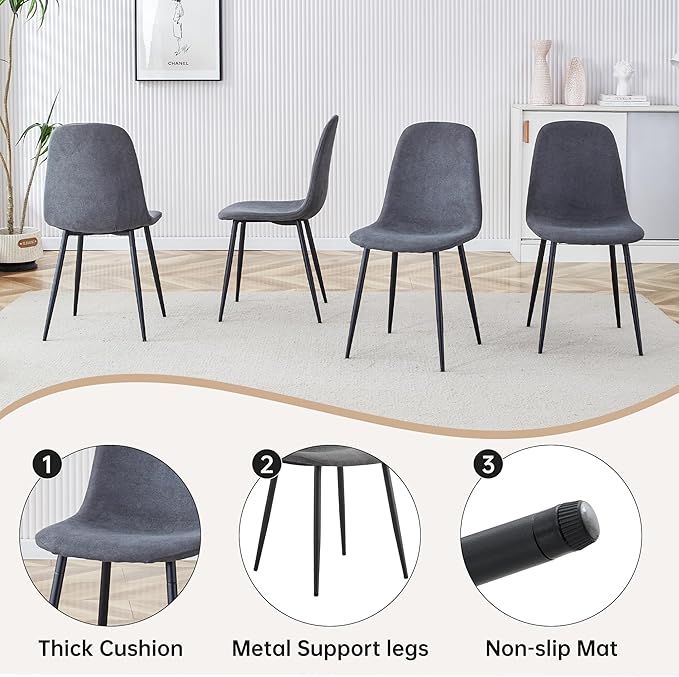 Dining Table Set for 6,Modern Dining Table and Fabric Chairs 6, 7 Piece Kitchen Table and Chairs for Kitchen Dining Room,Apartment