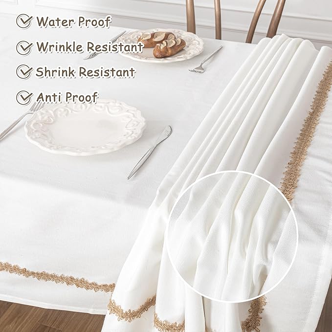 MYSKY HOME Rectangular Table Cloth, 55"X120", Waterproof, Soft Cotton/Polyester Blend, Floral Pattern, 10-12 Seats, Indoor/Outdoor