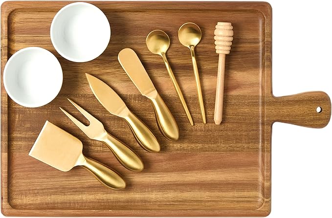 Charcuterie Board Set - Acacia Cheese Board Serving Tray with Accessories - House Warming Gifts for New Home, Bridal Shower & Wedding Gift, Birthday Gifts for Women