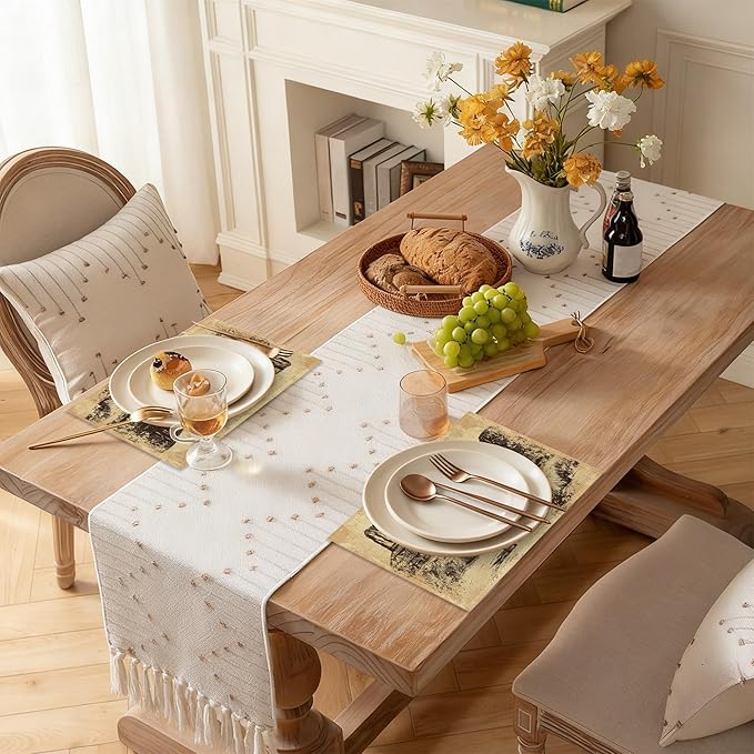 Vintage Western Cowboy 12x18 Inch Placemats Set of 6 - Waterproof, Non-Slip & Washable Table Mats for Kitchen & Dining Table Placemats