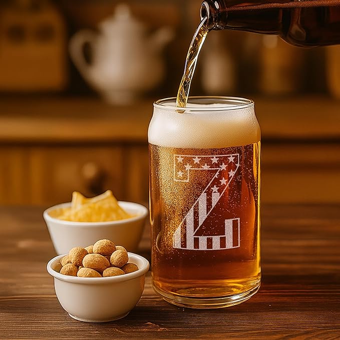 Monogram Beer Glasses for Men (A-Z) 16 oz - Beer Gifts for Men Brother Son Dad Neighbor - Unique Gifts for Him - Personalized Drinking Gift Beer Glass Mugs - Engraved Beer Can Glass (Z)