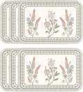 ISAENNE PVC Placemats Set of 6,Rectangular Floral Placemats, Waterproof and Heat-Resistant Place Mats,Decoration for Kitchen, Dinning, Parties, Holiday,12"*17"