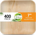 Raj Palm Leaf Plates Bulk [400-Pack] 7" Square Plates like Bamboo plates Disposable, Strong, Decorative Compostable Tableware for wedding, Lunch, Dinner, Birthday, Camping, Outdoor BBQ, Picnic