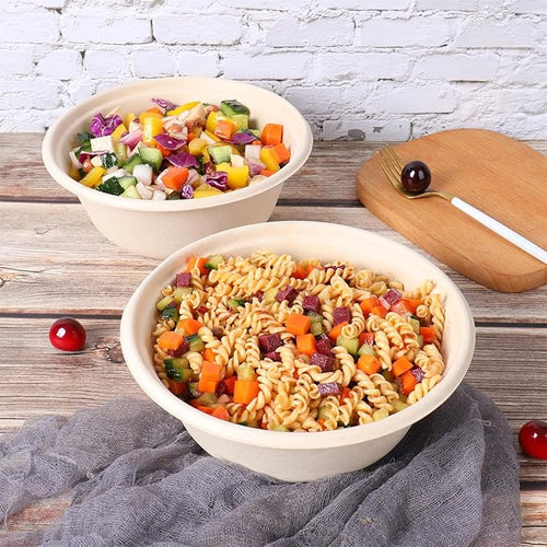 40 oz Disposable salad bowls with lids,Sugarcane Paper Bowls take away food containers Plant Fibers Freezer Safe 25 Pack