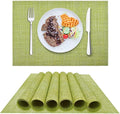 DACHUI Placemats Set of 8, Linen Look Woven Place Mats, Water Resistant, Heat Resistant, Washable, Durable Table Mats (Green)