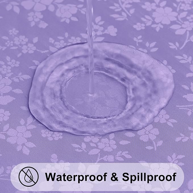 Smiry Round Table Cloth, Waterproof Heavy Duty Vinyl Tablecloths, Wipeable Washable Table Cover for Kitchen and Dining Room (Purple, 70" Round)