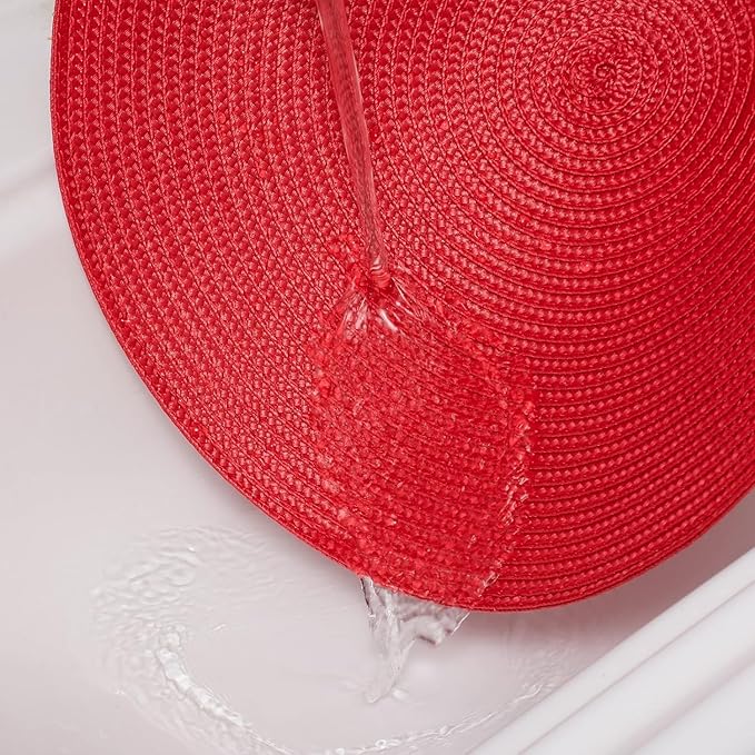 AHHFSMEI Round Braided Placemats 15 Inch Round Table Mats for Dining Tables Natural Woven Heat Resistant Place mats Set of 4 (red,4)