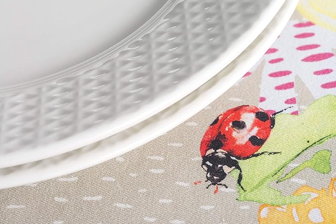 Maison d' Hermine Table Cloth Round Table 100% Cotton 69 Round Inches Tablecloth Reusable Decorative for Dining Room Farmhouse Home Valentines Day Decorations Spring Summer - Jardin D'Ete - Fog